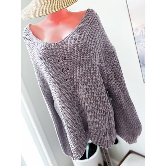 Whispering Meadow Mist dreamy slouchy soft chenille knit oversized sweater - Picture 4 of 4